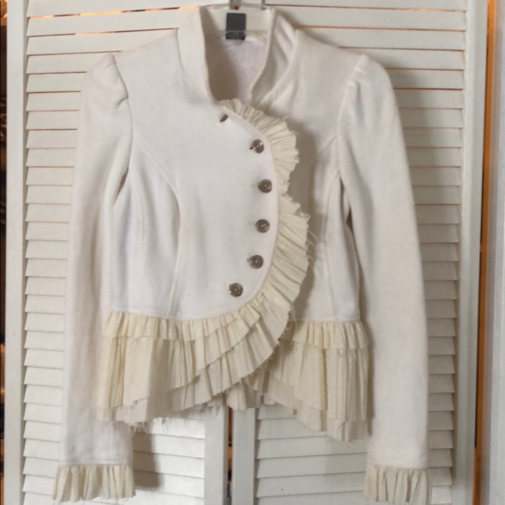 Free People Military Jacket with Ruffles. Size 4